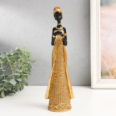 Souvenir Polystone "African in a wicker dress" Gold 27x8x6 cm