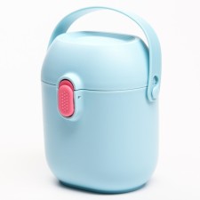 Container for storing baby food 450 ml., With a spoon, blue color