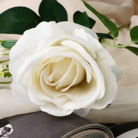 Artificial flowers "Venezuela rose" 8x56 cm, white-1