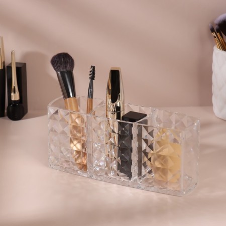 Organizer for storing manicure/cosmetic supplies, 3 sections, 18.7 × 8 × 6 cm, transparent color-1