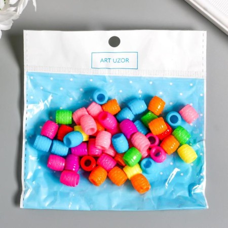 Beads for creativity plastic "ribbed" color set 80 pcs 1x1 cm-3