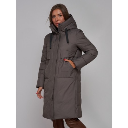 Coat insulated winter female, size 42, dark gray color-8