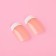 Falbled nails, 24 pcs, with glue plates, soft square shape, beige/white color
