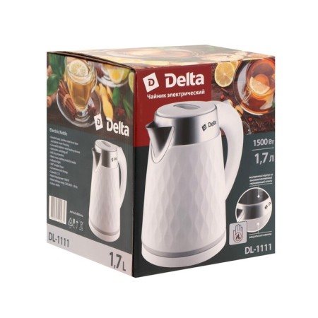 Electric kettle Delta DL-1111, plastic, 1.7 l, 1500 watts, white-6