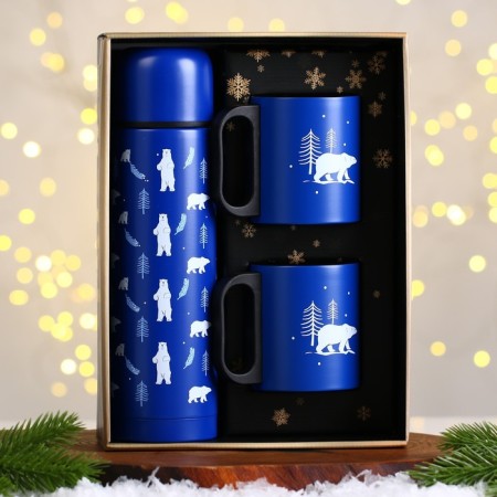 New Year! New Year's set "Zimushka", thermos 500 ml, mug 2 pcs-6