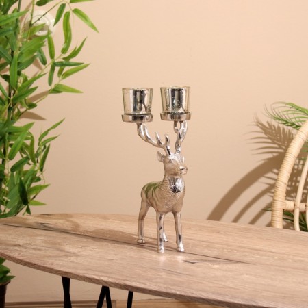 Summary for 2 candles "deer" aluminum 15x18x31 cm-2