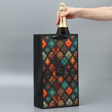 Gift package for two bottles, packaging, "Best Wishes", 35 x 20 x 9 cm-5