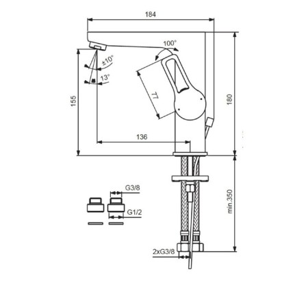 Vidima Hype Ba408AA shell mixer, single -leaf, pour 136 mm, chrome-1