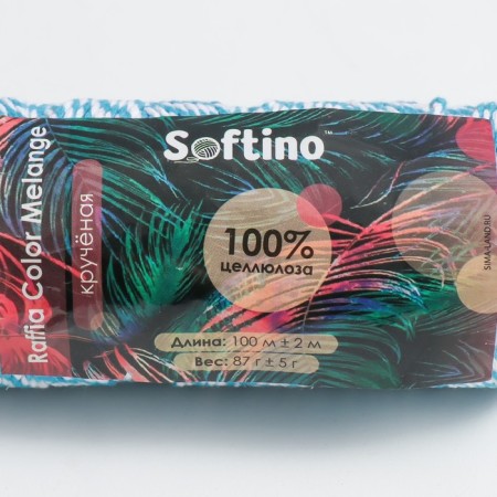 Yarn 100% cellulose "Softino Raffia Color Melange" Washed, Blue 100m ± 2m 87 GR-3