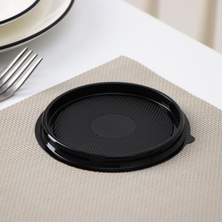 Container plastic disposable pr-S-85D, round, cover, D = 11 cm, black color, 65 pcs/un-2