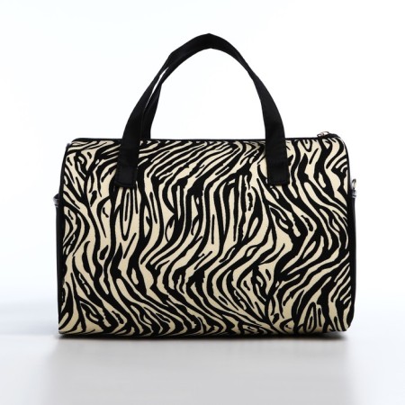 Cosmetic bag with lightning, black/beige color-1