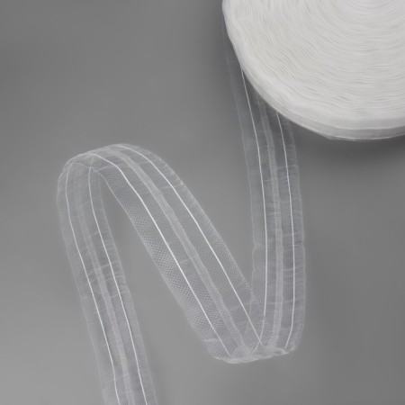 The curtain tape is classic, organza, 4 cm, 50 ± 1 m, white color-3