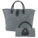 Household bag VX001-05311, gray color, textiles with genuine leather inserts, 47x14x33 cm