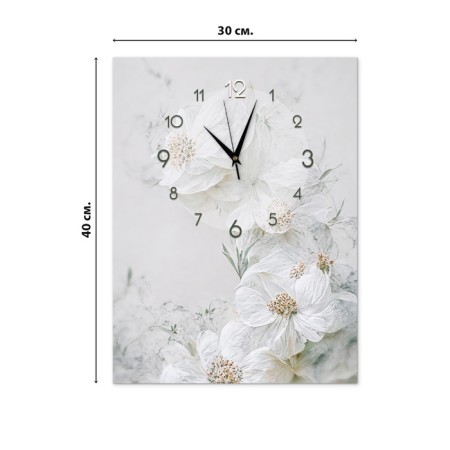 Carty clock is wall-mounted, interior "flowers", silent, 30 x 40 cm-1