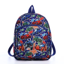 Baby backpack on lightning, external pocket, blue color
