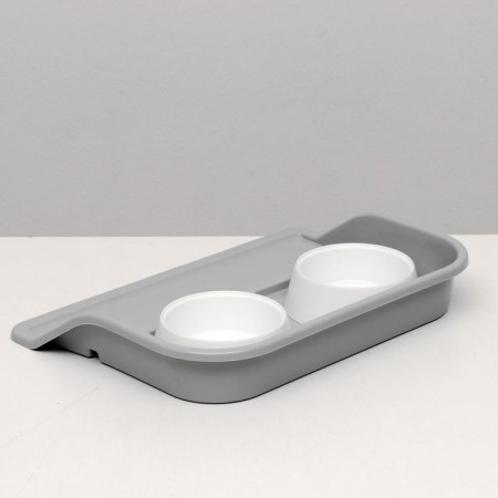 MISKS WITH BOOK "Felix" 0.3 l, 41 x 30 x 6 cm, gray tray, white bowls-2