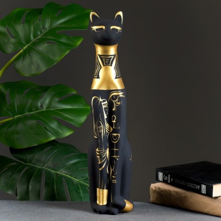 Figure "Cat Egyptian" Black painting 10x10x41cm-6