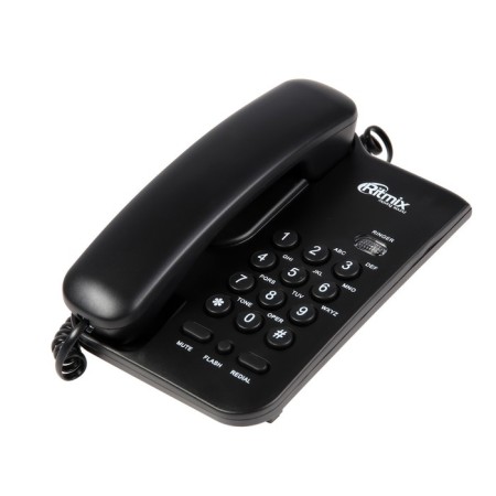 Wired phone Ritmix RT-311, repetition, disconnection of the microphone, indication, black