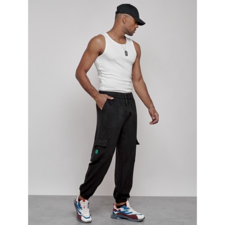 Joggers are sports male, size 56, black color-1