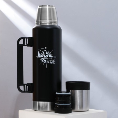 Thermos "Compass", 1.2 l, black, retains heat 16-18 hours-3