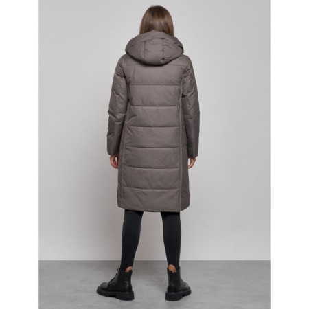 Coat insulated winter female, size 44, dark gray color-3