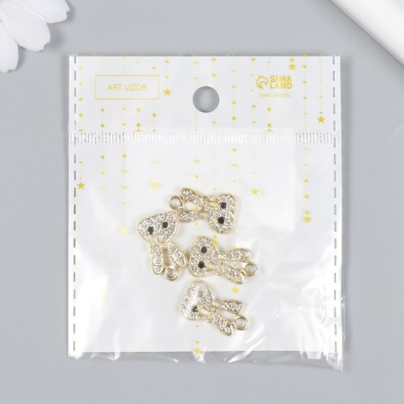 Decor for creativity metal, rhinestones "Muzzle Bunny" gold 2.1x1.5 cm-4
