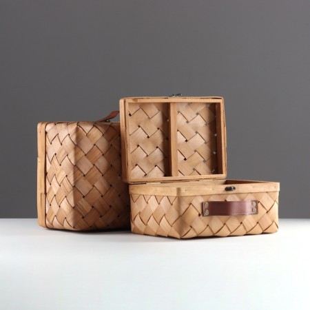 Supplies woven, 2 pcs, with natural decor, 34.5 x 25 x 16 - 29 x 20 x 13.5 cm-3