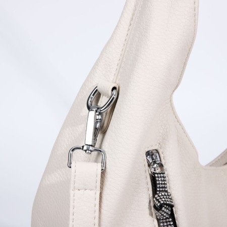 Load bag with a zipper, 3 outer pockets, milk color-4