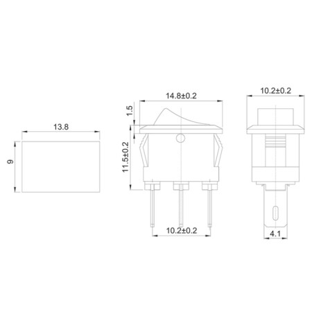 Klavikh switch 250V 3A (3C) On-on Red Micro (RWB-102) Rexant-1