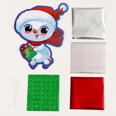 New Year's set for creativity. Application by foil "New Year! Snowman"-1