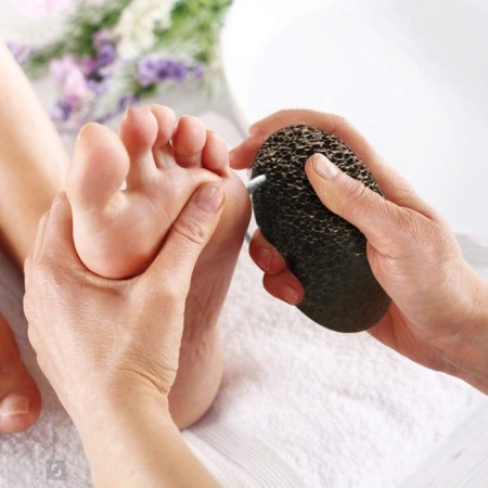 Natural pedicure pumice, with a suspension, 9.5 × 7 cm, in a box, brown color-3
