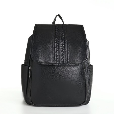 Women's backpack made of artificial leather with lightning, 2 pockets, black color-3