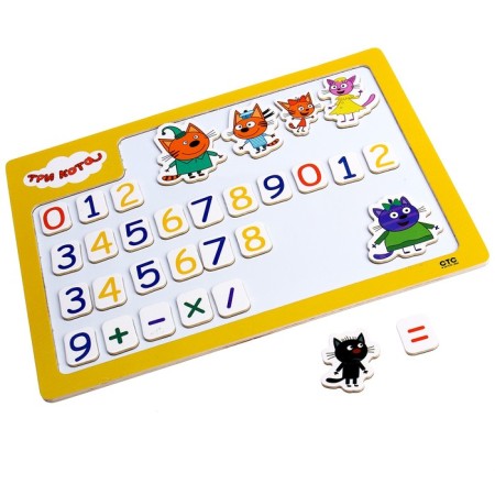 Wooden toy "Three cats" Magnetic board "Figures"-1
