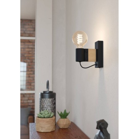 Sconces Bailrigg, 1x40W, E27, H135, steel, wood, black, brown-1