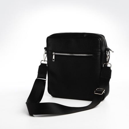 Male bag over the shoulder, Textura, artificial leather, black color-2