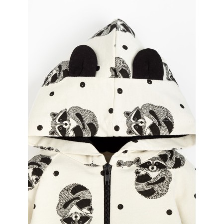 Kit: sweatshirt and pants crumb I am “raccoons”, white color, height 86-92 cm-7