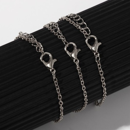Set 3 bracelet "Style" star, earth, heart, white color in silver, 19 cm-1