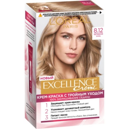 Hair Cream L’Oreal Excellence Creme, tone 8.12 Mystical blond