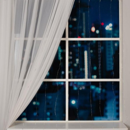 Garland "Curtain" 2 × 2 m Rosa, IP20, silver thread, 300 LED, white glow, 12 V-1