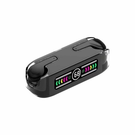 Wireless headphones KM12, TWS, inserts, BT 5.0, 30/200 mAh, transparent, black-1