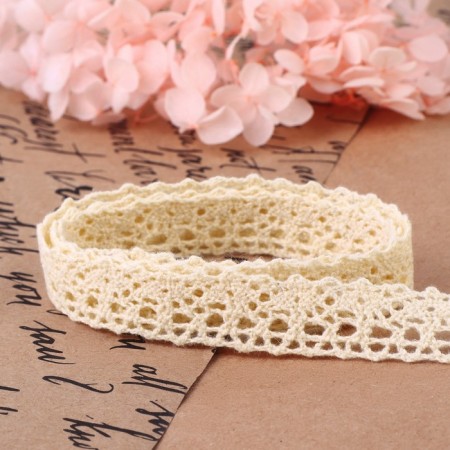 Knitted lace, 15 mm × 15 ± 1 m, beige color-2