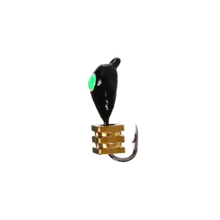 Mormyshka drop, green eyes + tetro cube gold, weight 0.4 g-1