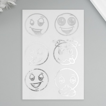 Stickers (stickers) "Smiles" 10x15 cm, color silver, 5-326