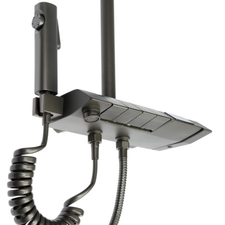 The shower system Zein Z3896, the upper and hand watering can, PVC hose, temperature screen, graphite-18