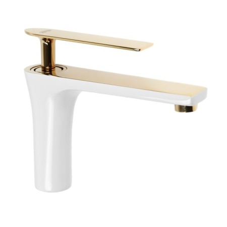 Zein Z3875 sink mixer, single -sided, pour height 12 cm, brass, white/gold