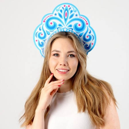 Carnival kokoshnik "Winter Queen" from felt, with application-2