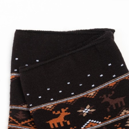 Women's terry socks "Ornament", black color, size 23-25-2