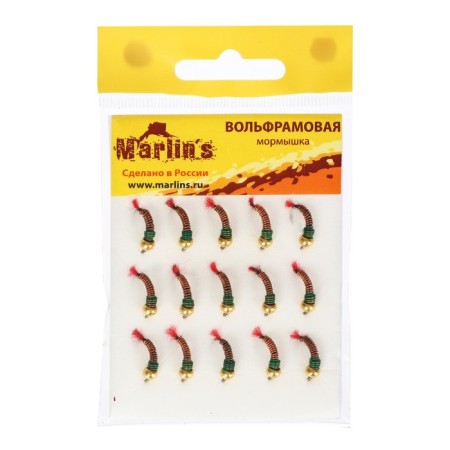 Mormyshka tungsten Marlin’s forests, 4 mm, 0.65 g, red 12, color gold, 15 pcs.-1