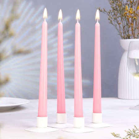 A set of antique candles, 2.3x 24.5 cm, 5 hours, 55 g, 4 pieces, light pink