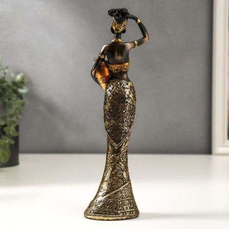 Souvenir Polystone "African with a jug, in an outfit with mirror mosaics" MIX 26x7x5 cm-4